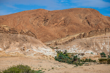 Mountains near the Chebika Oasis. One of the most popular travel destinations in Tunisia.