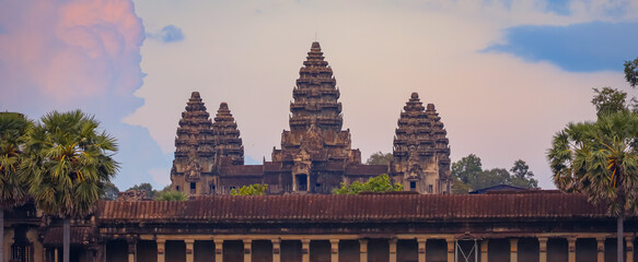 Angkor Wat, "City/Capital of Temples", is a Hindu-Buddhist temple complex in Cambodia. Located on a site measuring 162.6 hectares within the ancient Khmer capital city of Angkor, built of lord Vishnu