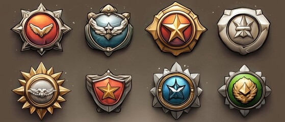 Obraz premium Six Unique Badges with Varied Designs and Colors