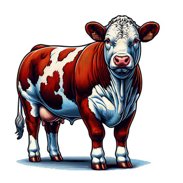recommend clip art: Hereford cow illustration, farm animal graphic design element
