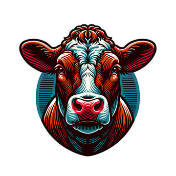 recommend clip art: Hereford cattle head logo graphic illustration