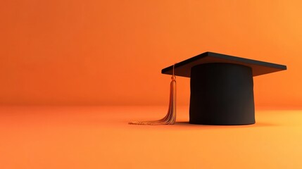 Graduation Cap on Orange Background