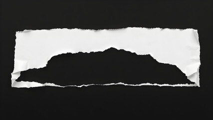 empty Ripped torn paper edges white paper on a black background