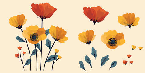 Colorful poppy background.Eps 10 vector.