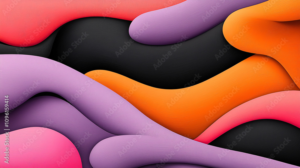 Poster abstract waves of color: a mesmerizing dance of vibrant hues, flowing and intertwining in a symphony