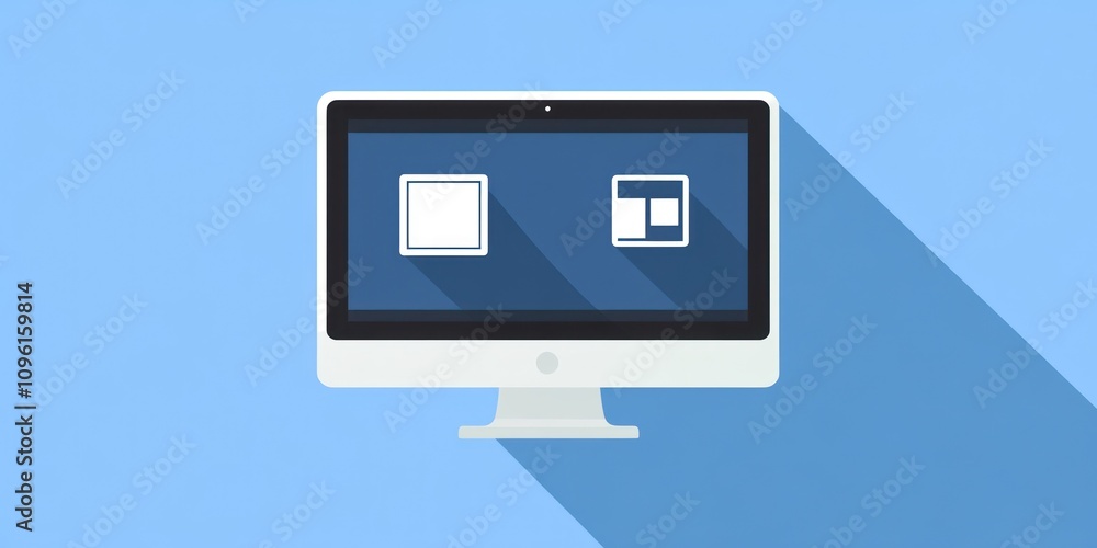 Aufkleber A computer monitor displaying two icons representing different screen layouts.