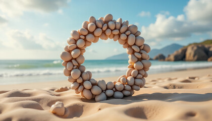 Elegant Beach Circle of Stones and Sand