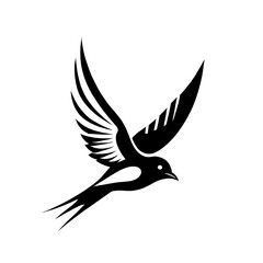 Obraz premium Black Swallow icon, Swallow logoisolated on white background 