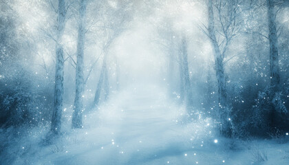 Naklejka premium Winter in the Forest. Background of a Snowy Landscape. Generative AI