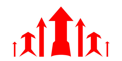 arrows red icon isolated on white background. set of arrow up sign. upward direction
