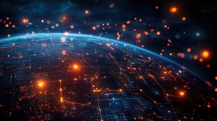 Obraz premium Digital Network of the Planet Earth