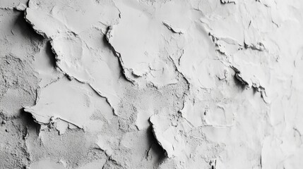 Obraz premium White plaster texture showcasing peeling layers on a weathered concrete wall, highlighting rough surfaces and depth.