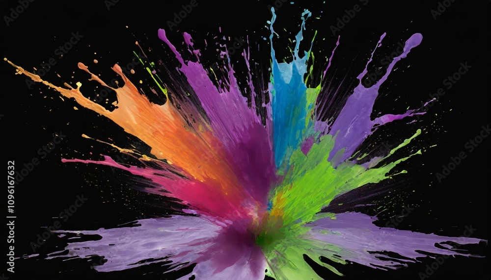 Poster vibrant and dynamic colorful paint splash design element isolated on transparent background â€“ perf