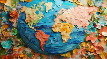A Colorful Paper Mache World Map
