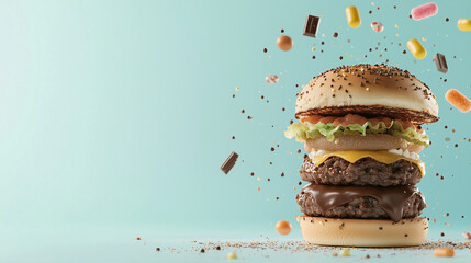 Uneaten Burger with Dubai Chocolate and American Candy Reaction