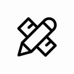 ruler pencil cross icon sign vector