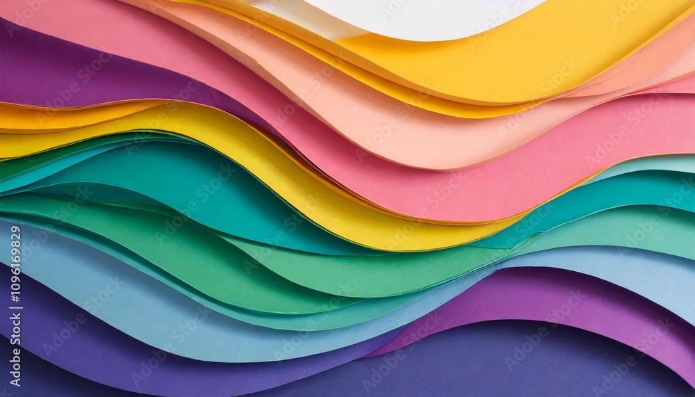 Poster vibrant colorful wavy background in intricate paper cut style â€“ abstract artistic design featuring