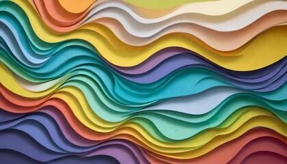 Colorful Wavy Background in Paper Cut Style - Abstract D Layered Design with Vibrant Gradient Colors for Creative Projects, Websites, Posters, or Digital Media Graphics