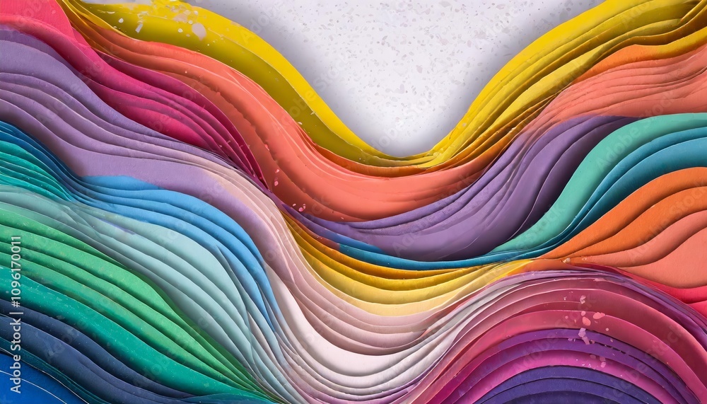 Aufkleber vibrant and colorful wavy background in modern paper cut style design with dynamic layered curves, p
