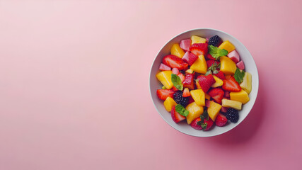 Colorful Fruit Salad Featuring Various Fresh Fruits Served in a Bowl
