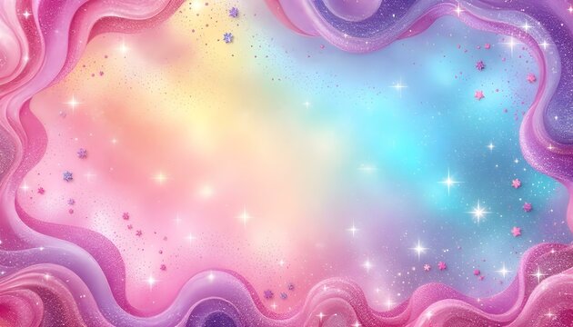 Rainbow color birthday glitter unicorn princess mermaid party pony background little girl fun invite. Rainbow glitter confetti background,  unicorns, mermaids perfect for little girls invitations - Powered by Adobe