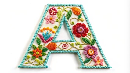 Unique Embroidery Designs of the Alphabet A Isolated on a Pure White Background, Showcasing Intricate Patterns Perfect for Craft Projects, Textile Designs, and Creative Inspirations