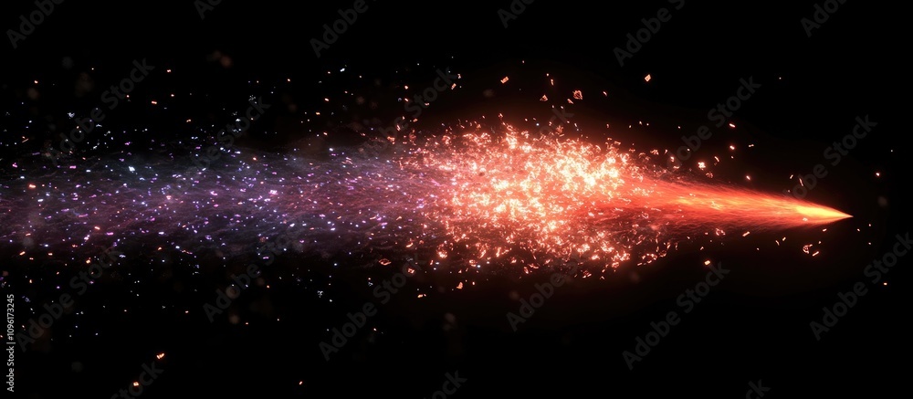 Poster vibrant fireworks display with sparkling trails in night sky creating a dynamic and festive atmosphe