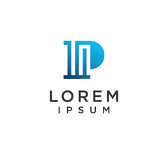 Law firm with letter p and pillar, illustration design template vector.