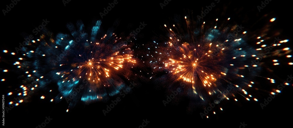 Poster vibrant and dazzling fireworks display at night creating a festive atmosphere with an explosion of c