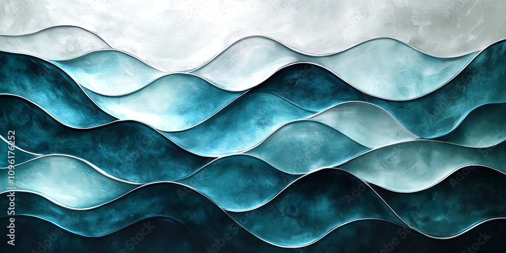 Aufkleber Abstract waves in varying shades of blue, creating a dynamic and soothing oceanic effect.