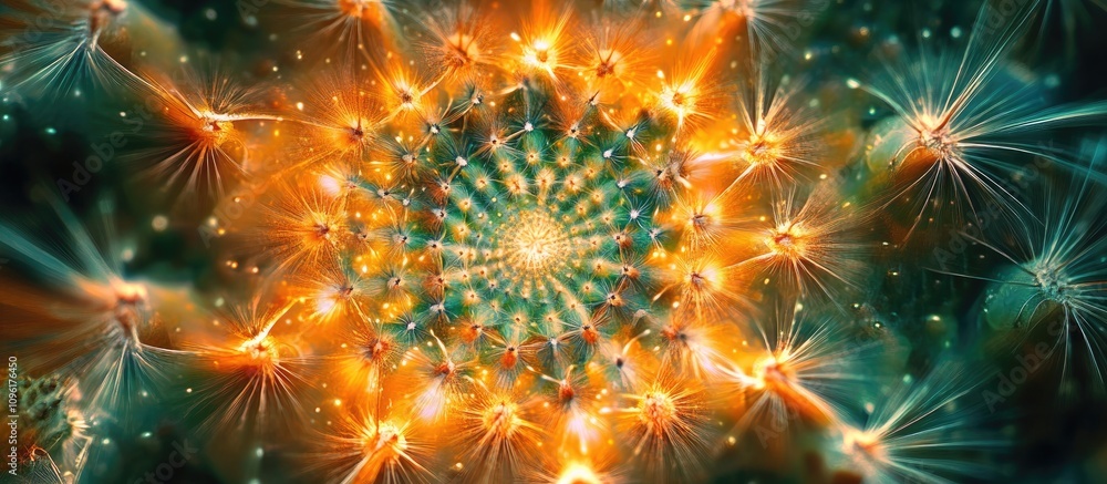 Aufkleber colorful abstract cactus art with vibrant spirals and glowing details creating a mesmerizing visual 