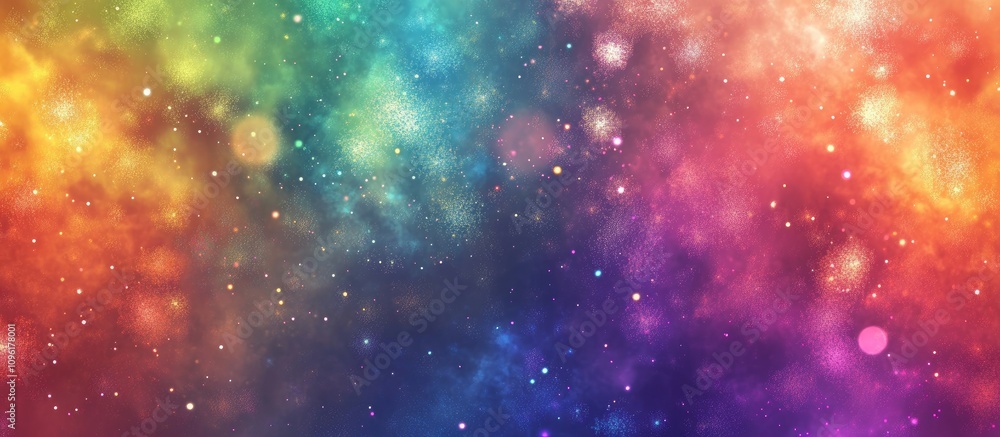 Poster vibrant cosmic fireworks display with colorful bokeh effect creating a festive and celebratory atmos