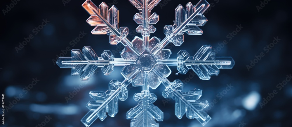 Poster intricate snowflake macro photography showcasing delicate icy structures and shimmering details agai