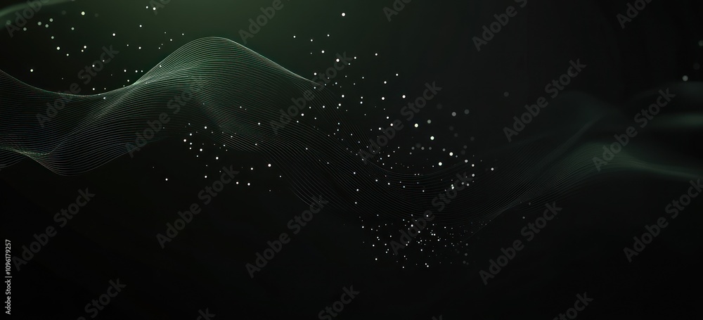 Aufkleber Abstract waves with particles on a dark background, conveying a sense of depth and movement.