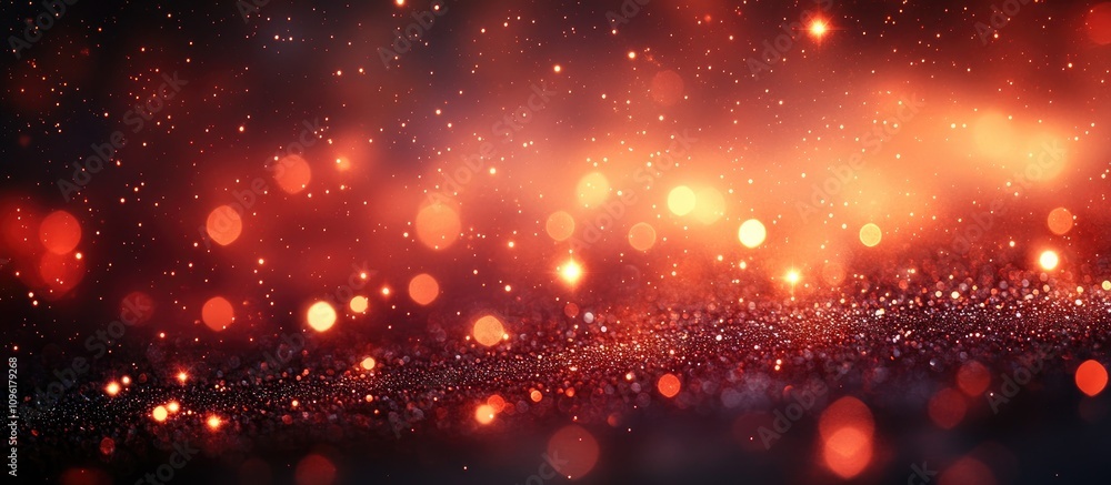 Aufkleber glowing stars and shimmering bokeh lights create a magical abstract background in warm tones for fes