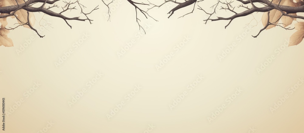 Poster creative retro style border of tree branches with leaves empty space for text in a nature themed bac