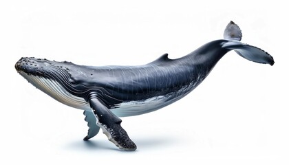 Fototapeta premium A majestic humpback whale (Megaptera novaeangliae) isolated on white background