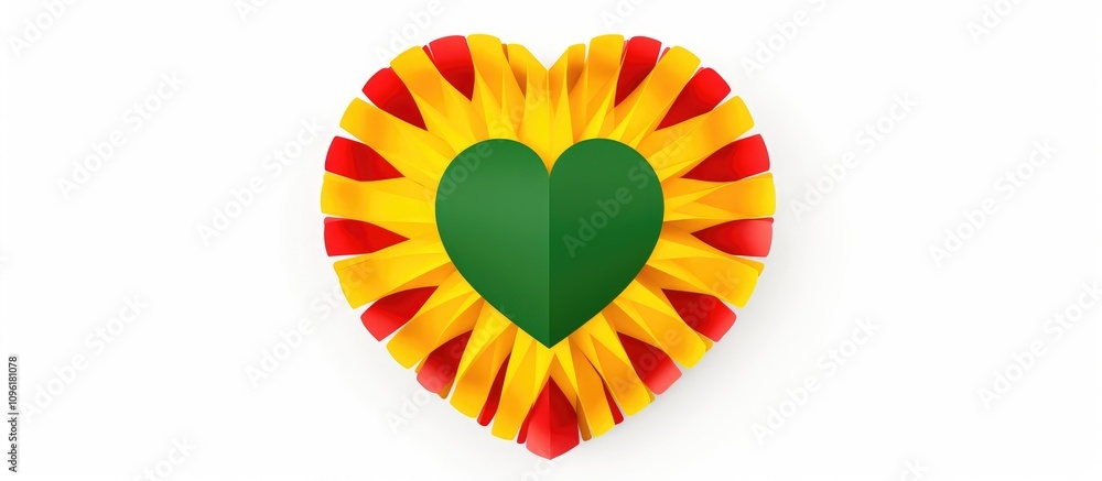Aufkleber colorful heart design with green and yellow arrows in a circular pattern on white background symboli