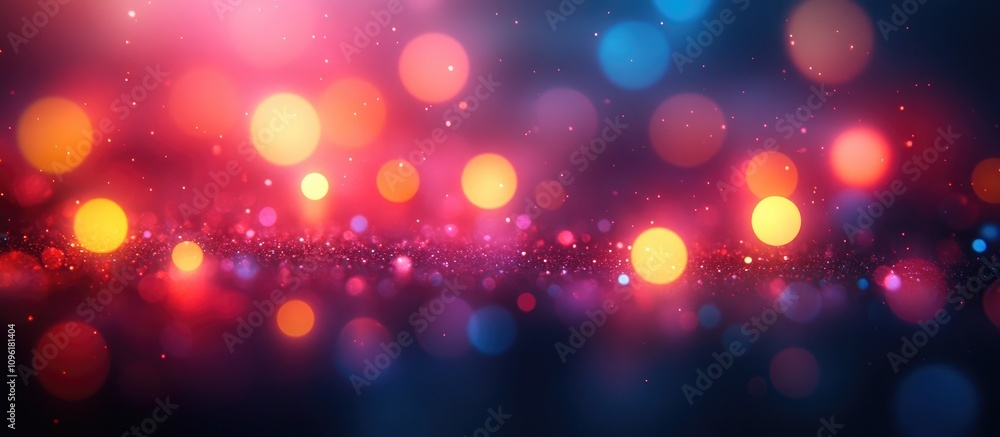 Poster abstract bokeh lights background in vibrant colors creating a festive and dreamy atmosphere suitable