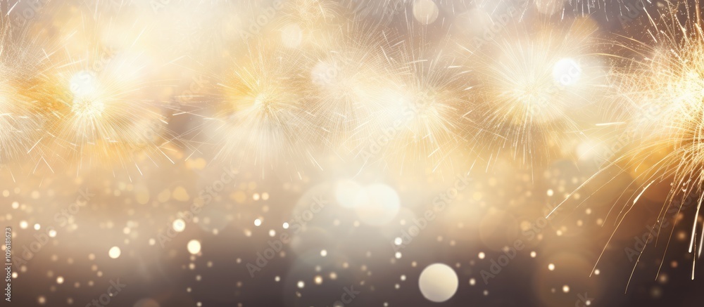 Aufkleber sparkling silver and gold fireworks with soft bokeh effect creating an elegant background for festiv