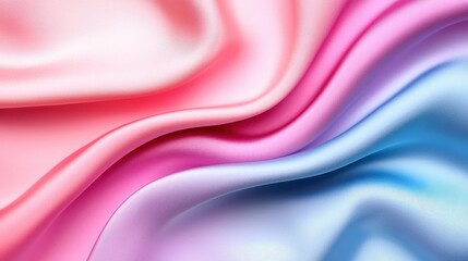 Fototapeta premium Beautiful Flowing Silk Fabric in Light Pink and Soft Blue Tones, Creating Elegant Abstract Patterns with Subtle Shimmering Finish for Fashion and Design Projects