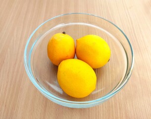 Yellow lemons on the table