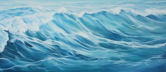 Obraz premium Vibrant Ocean Waves Creating Texture and Depth in Shades of Blue and White for Natural Beauty and Serenity Illustrations