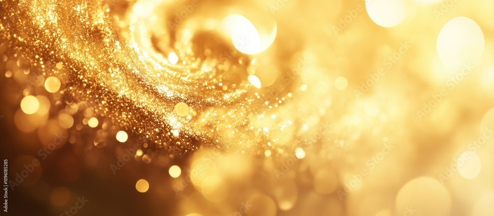 Poster elegant gold abstract background with a soft blur, featuring shimmering metallic textures and a capt