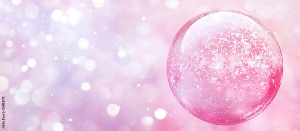 Poster soft focus pastel pink sphere backdrop with bokeh effect and ample copy space for text or advertisin
