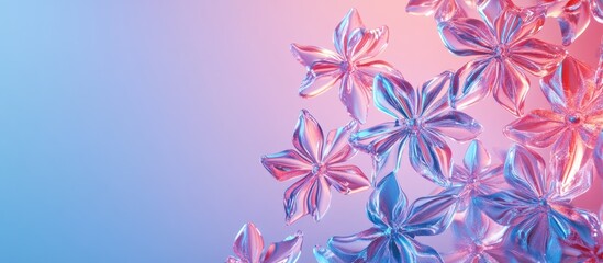 Obraz premium Illuminated glass snowflakes on a gradient background with space for text Perfect for minimalist Christmas designs and festive decorations