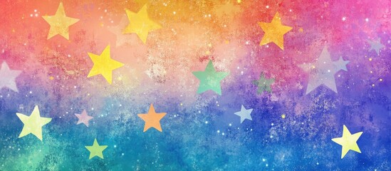 Vibrant abstract background with colorful stars on a soft gradient for creative designs and projects
