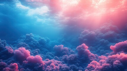 Obraz premium Vivid gradient from coral to turquoise with smooth blending and ample copy space for design