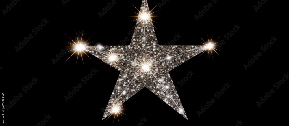 Poster glittering celestial star with sparkling effects on a black background ideal for abstract design and