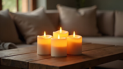 Candlelit Harmony: Rustic Table and Cozy Setting